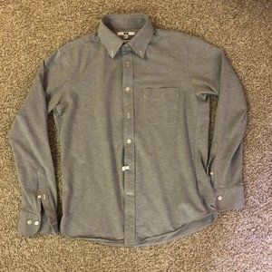 Uniqlo | Men's Gray Textured Long Sleeve Button Up Shirt | Size: S